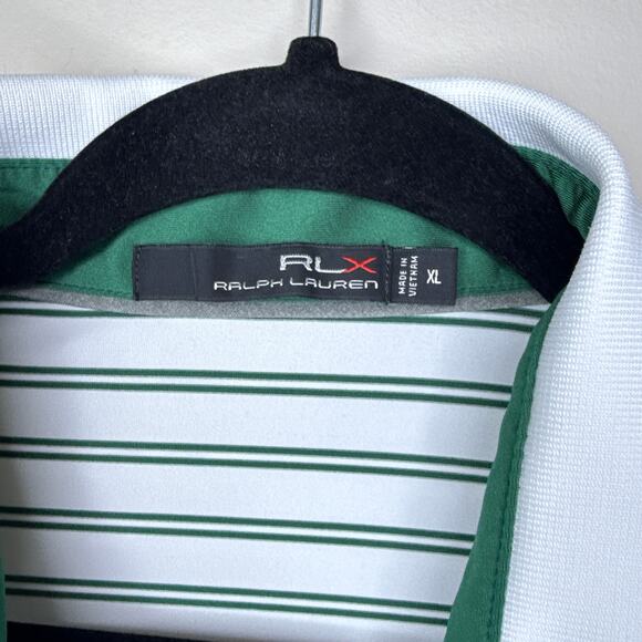 RLX Ralph Lauren‎ Men's Classic Fit Performance Polo Shirt XL Green Striped Golf - Picture 4 of 9